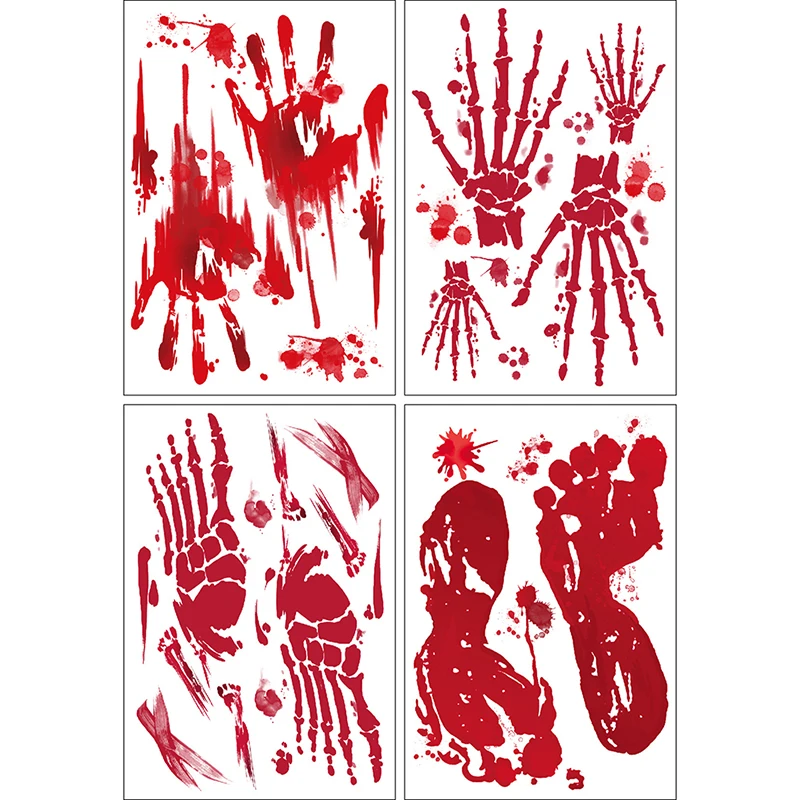 4 Sheets Halloween Temporary Tattoos Vampire Blood Scar Tattoo Sticker Cosplay Halloween Makeup Body Art Tattoo Stickers