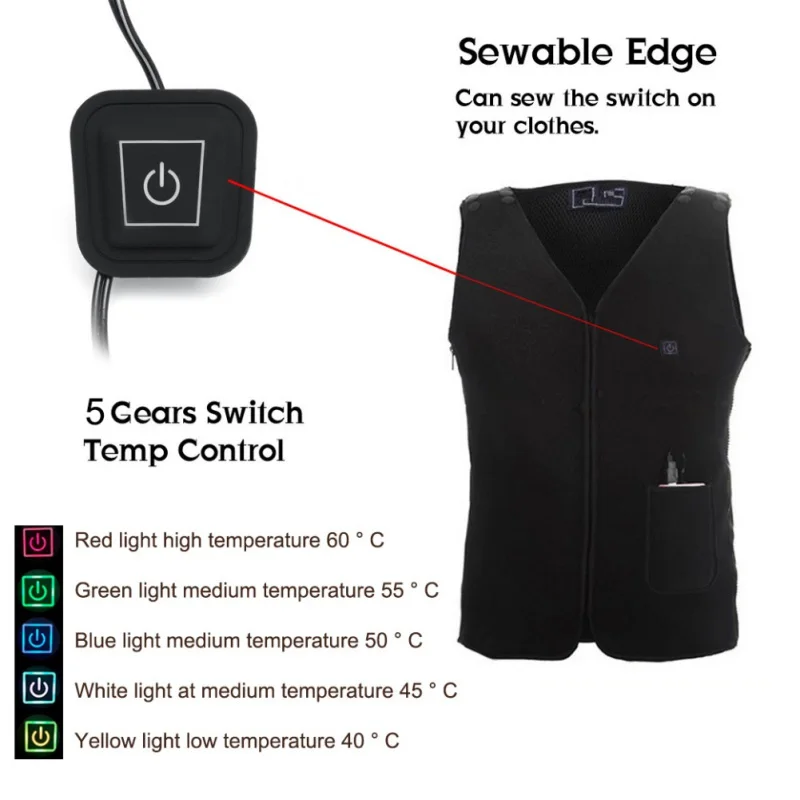 8 в 1 взаимный обмен данными между компьютером и периферийными устройствами заряжается одежда грелку 5V электрическая нагревательная пластина Регулируемый Температура нагрева грелка для ног для жилет куртка#3