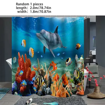 

Printed Polyester Waterproof Shower Curtain Household Creative Printing Waterproof Bath Towel Shower Curtain