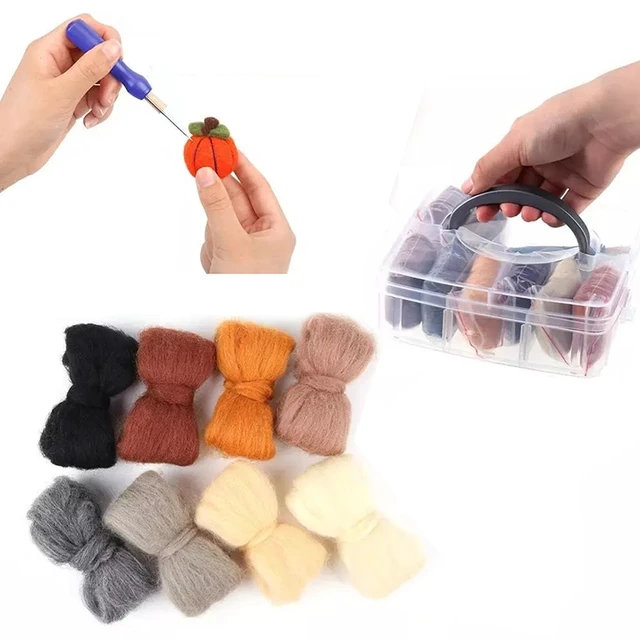 Imzay 8 Colors Wool Roving For Needle Felting, Fibre Wool Yarn Roving With  Plastic Storage Box Wool Felt Tools - AliExpress