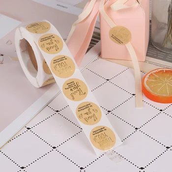 

500pcs/roll round cute thank you stickers scrapbooking for Cake package seal labels custom sticker decoration wedding sticker