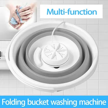 

Mini Ultrasonic Washing Machine Portable Automatic Turbo Electric Roller Rotating Washer Equipment Essential for Home Travel