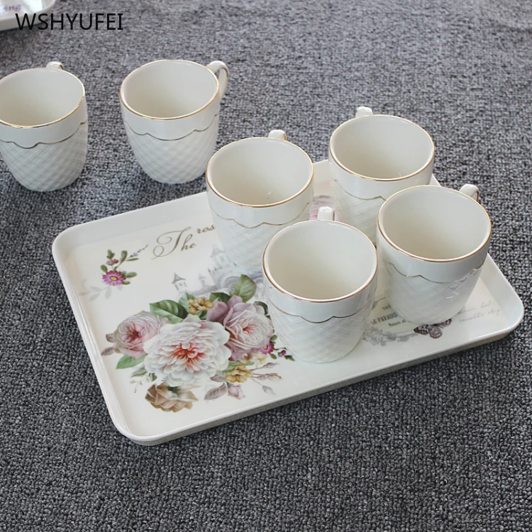 Прямой цветочный Лавандовый поднос для дома, гостиной, для хранения, для завтрака, чайный набор, поднос для ванной комнаты, для ухода за кожей, для хранения продуктов