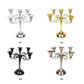 

3/5 Arms Candlestick Metal Silver/Gold Plated Candle Holders Stand Zinc Alloy Pillar Candelabra For Wedding Decoration Hot Sale