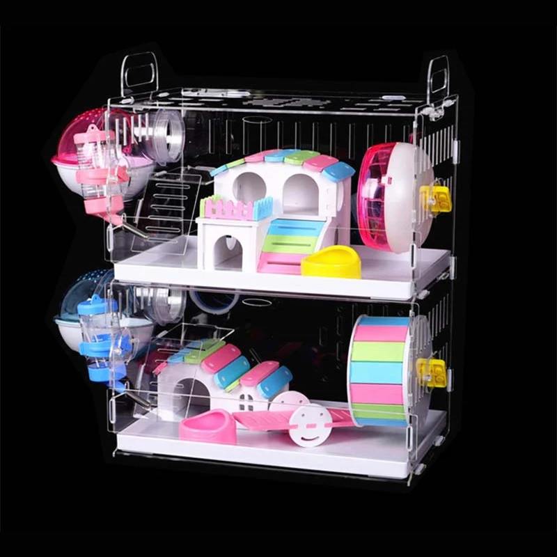 

Transparent Acrylic Hamster House Small Pet Cage Oversized Villa Guinea Pig Basic Cage Toy Supplies Package Nest With The Pipe