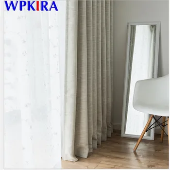 

Cotton Linen Home Curtain For Living Room Sheer Curtain Bedroom Simple Solid Window Treatment Drape Panel Shade 70% W-AD408#30
