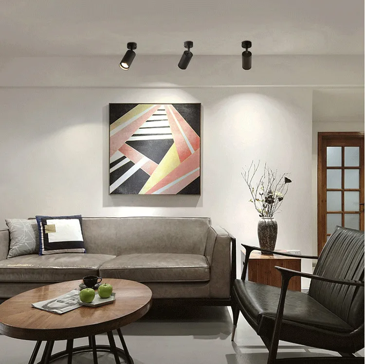 LED明装射灯客厅可调角度聚光灯电视背景墙照画灯家用吸顶轨道灯-淘宝网_12