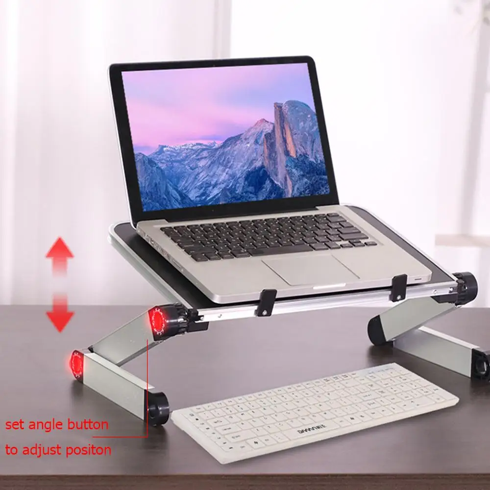 Adjustable Laptop Stand with Cooling Fan Portable Foldable Folding Table for Laptop Desk Computer Sofa Bed PC Stand