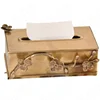 Creativity Brass Plum Tissue Boxes European Modern Relief Craft Golden Metal Handwork Paper Towel Organization Home Decoration 5