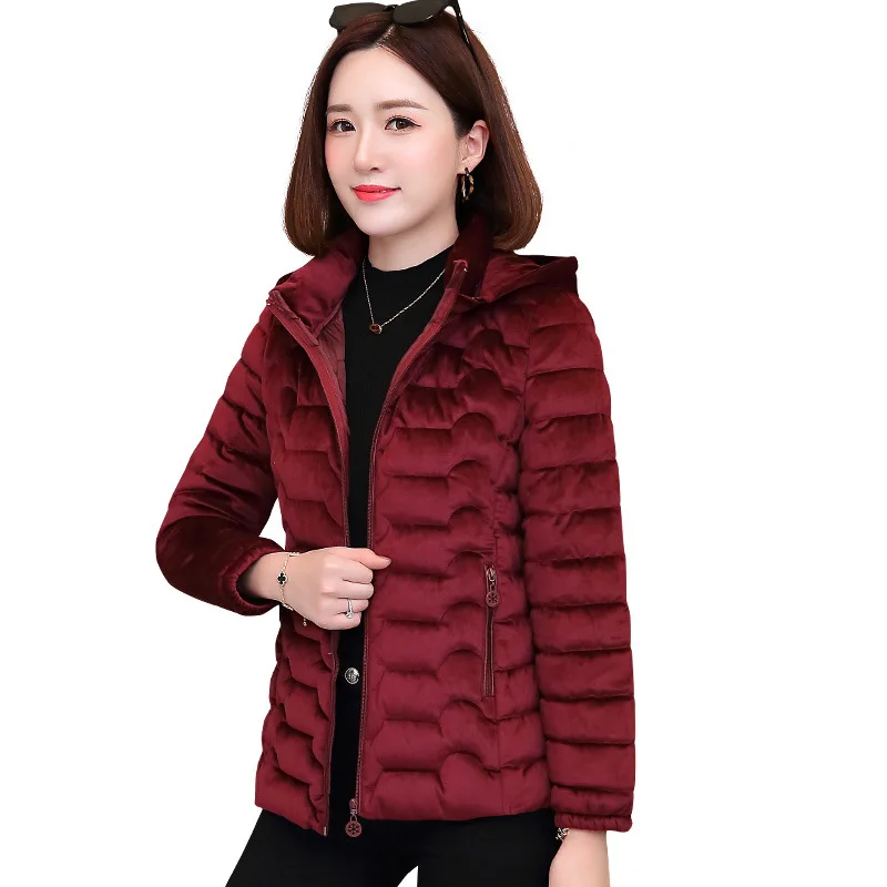 Women Winter Jackets Parkas 2019 Fashion Thick Warm Long Sleeve Tops Slim Solid Corduroy for Female | Женская одежда