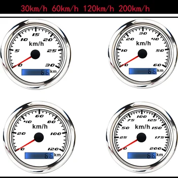 

85MM 30-120 km/h Speedometer Gauge 316 Stainless Steel Bezel Waterproof Car Boat Speed Odometer Without GPS Antenna 12V/24V