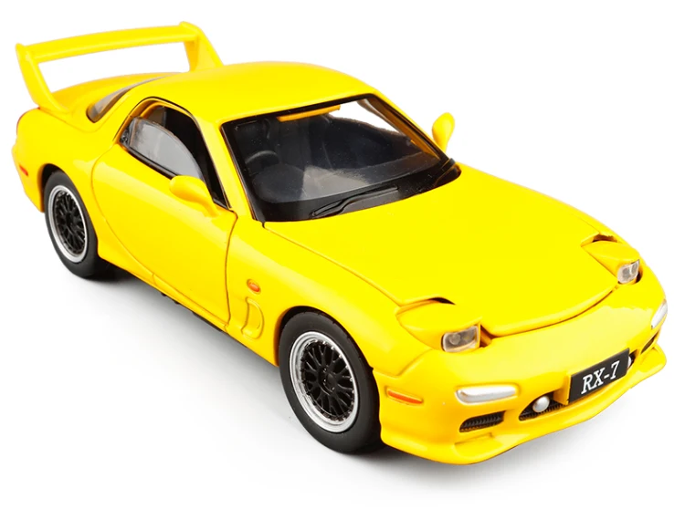 Новинка 1:32 Mazda FD RX7 литая модель автомобиля с 4 дверями уникальная спортивная машина с подсветкой детские игрушки