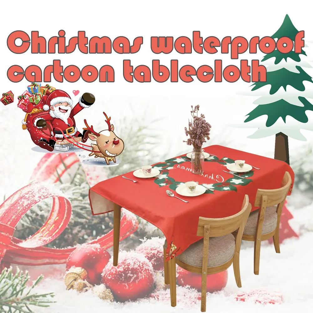 

New Year Table Cloth Christmas Rectangular Tablecloths Kitchen Dining Table House Christmas Decoration Nappe Toalha de mesa