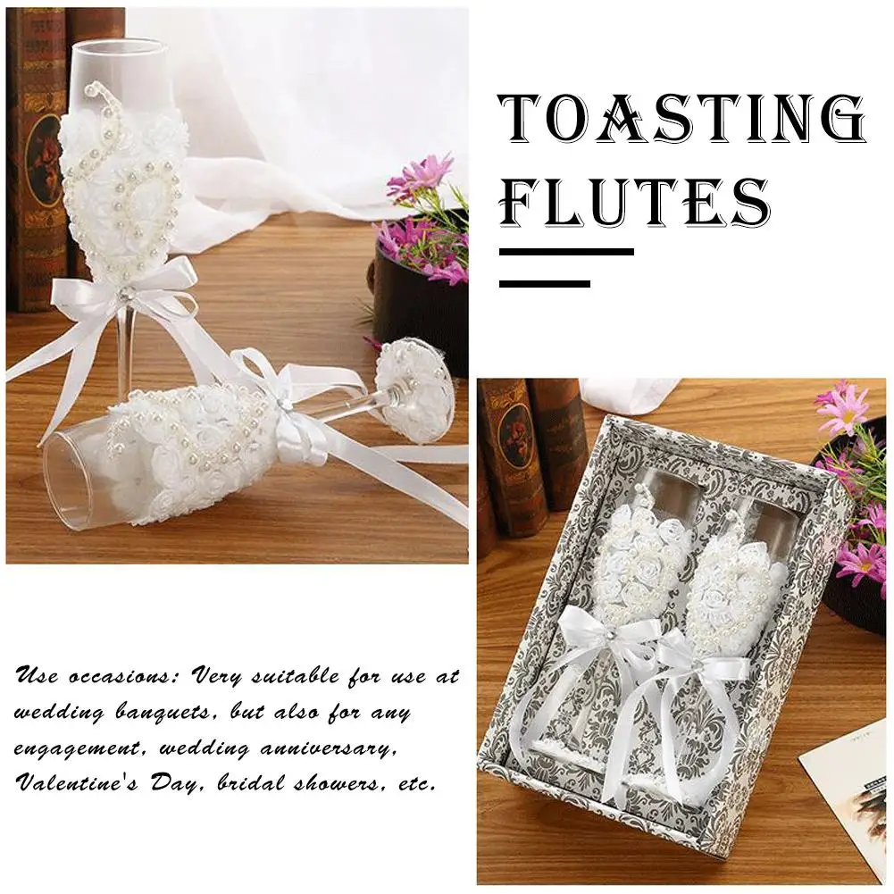 Practical 2Pcs/Set Wedding Glasses Personalized Champagne Flutes Crystalline Party Gift Toasting Glass Goblet Anniversary