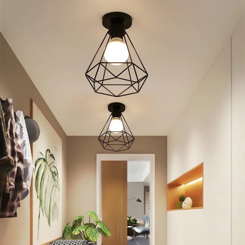 Black Iron Aisle Ceiling Chandelier Minimalist Nordic Vintage Balcony Kitchen Foyer Entrance Small Volume Many Styles | Лампы и