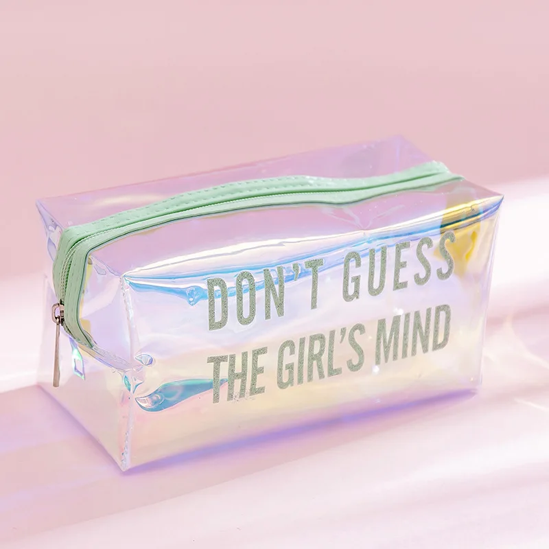 QISIWOLE Pencil Case Holographic Zipper Pen Bags Cosmetics Bags Deals 