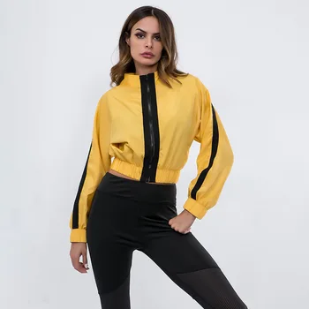 

Streetwear Outerwear Yellow Fringe Bomber Jacket Women Short Jackets and Coats New Arrival 2019 Autumn Promotion Free Shiping