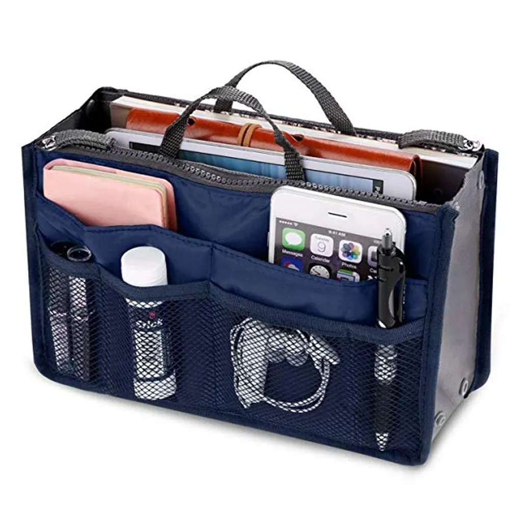 Bolsa organizadora portátil multifunción para mujer, bolso con compartimiento de viaje, con cremallera Simple, para cosméticos, novedad