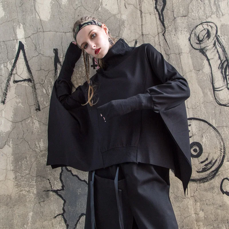

Ozhouzhan 2019 Autumn And Winter New Style High Collar Bat Sleeve BF Style Cropped Jacket Harajuku Wind Cool Joint Fashion Sleev
