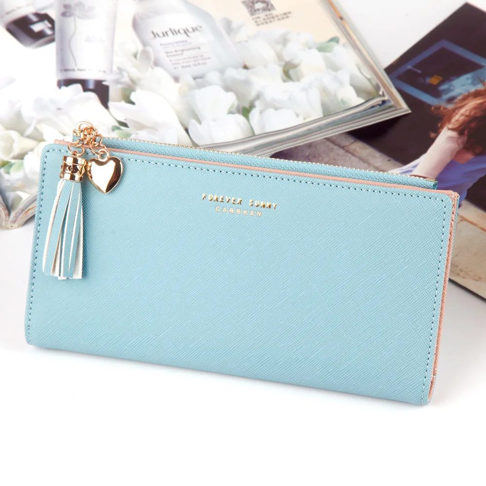 

Women Long Wallets Multi-card Position Button Clutch Purse Women Pull Tassel Chain Mobile Phone Bag Wallet 2021