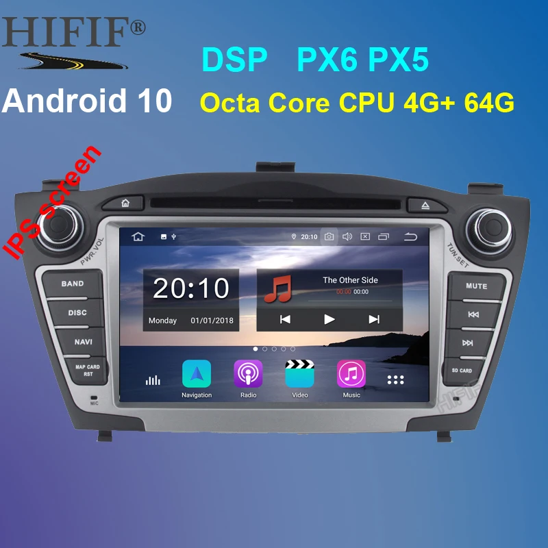 Автомобильный DVD-проигрыватель PX6 Octa Core 4 Гб + 64 Pure Android 10 2Din для Hyunda IX35 Tucson 2009-2015