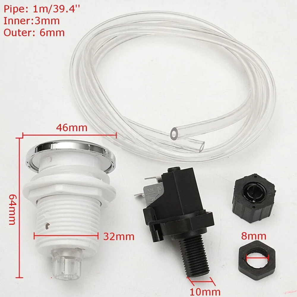 On/Off Push Button Switch push button switch Jetted Jet Bath Spa Hose Air Pool 1m Hose Air Pressure Switch Rated At 16amp 125-250V