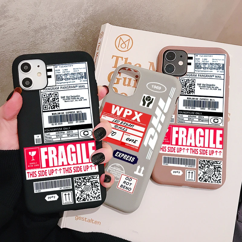 Express Mail Label untuk iPhone 11 Pro XR X Xs Max 8 7 6 Plus 6S 5S SE Buram Kasus Silikon Lembut Penutup Belakang