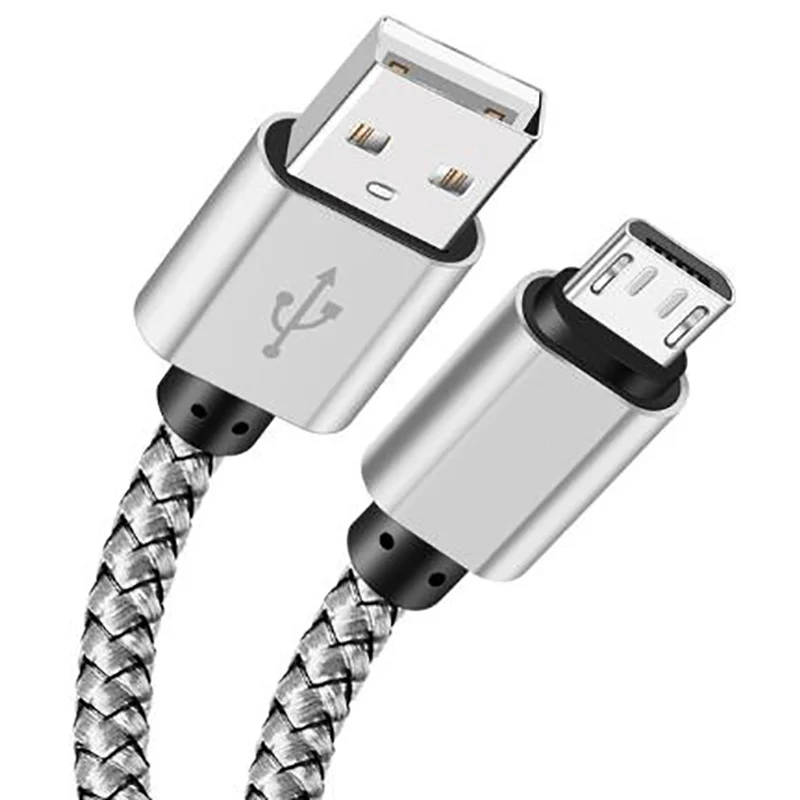 Кабель Micro USB 2.4A плетеный кабель для быстрой зарядки USB для синхронизации данных для samsung Xiaomi LG Tablet Android мобильный телефон USB зарядный шнур - Тип штекера: Silver