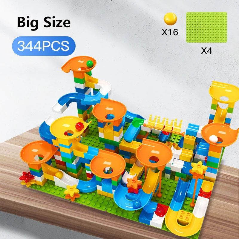 Marble Racing Run Blocks совместим с Duplo Воронка скользящая игрушка для детей DIY сборка