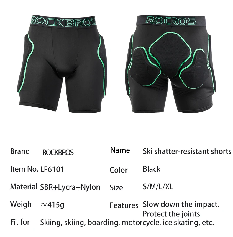 ROCKBROS Snowboard Padded Short Protection Breathable wicking Soft Sport Cycling Skiing SBR Shock Absorption Protection Shorts