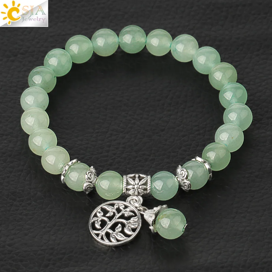 Natural Stone Strand Bracelets Hematite Crystal Beaded Tree of Life - Image 4