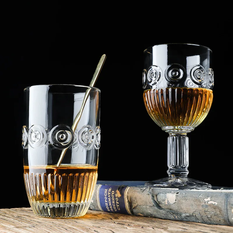 European iris relief glass creative crystal glass water cup tea cup wine fruit juice beverage household