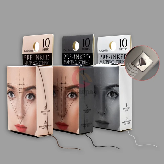 10M Premium Pre Inked Mapping String Eyebrow Ruler Thread Microblading Supply Brow Mapping String with Brown