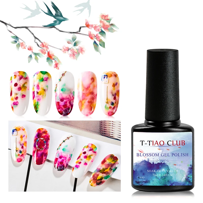 

T-TIAO CLUB 12 Colors Blossom Nail Gel Polish DIY Blooming Flowers Painting Gel Nail Polish Semi Permanent Hybrid UV Gel Lacquer
