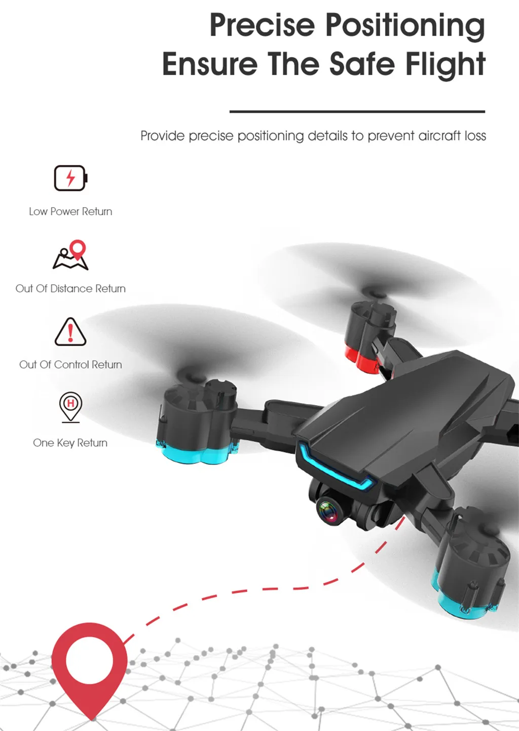 Вертолет XD101 2,4G 4CH wifi FPV 4K HD Двойная камера Широкоугольный складной Радиоуправляемый Дрон без головы четырехосный Квадрокоптер с дистанционным управлением