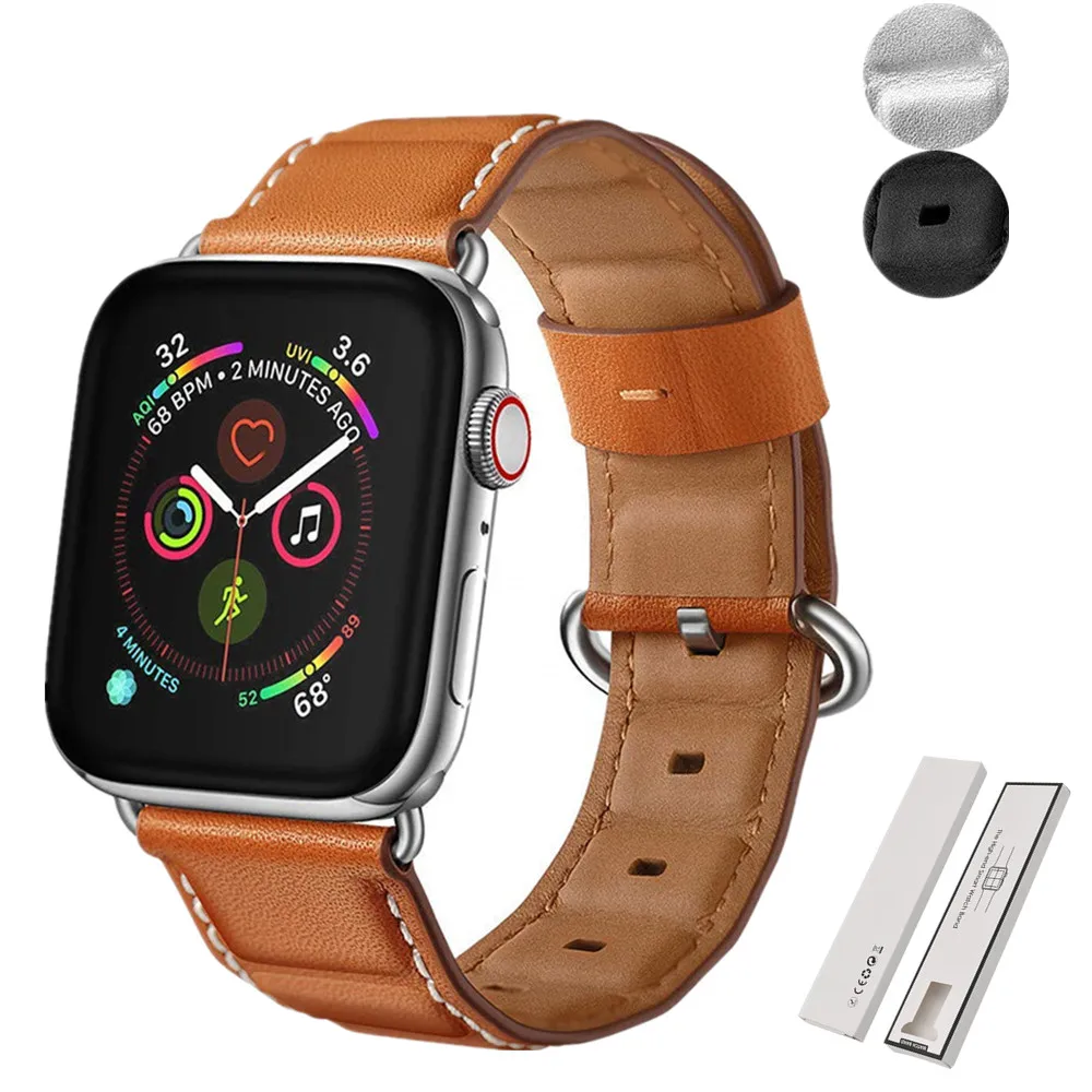 Коробка + ремешок из натуральной кожи для apple watch band 42 мм 38 44 40 iwatch браслет