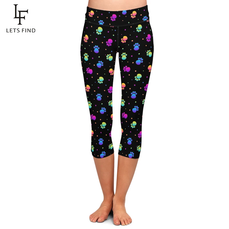 LETSFIND High Quaility 3D Colorful Dog PAWS Digital Printing Capri Leggings New High Waist Plus Size Slim Women Mid-Calf Legging LETSFIND High Quaility 3D Colorful Dog PAWS Digital Printing Capri Leggings New High Waist Plus Size Slim Women Mid-Calf Legging