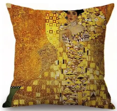 Ручная роспись Gustav Klimt галерея Подушка сексуальная девушка цвет масляной живописи Ван Гог Подушка на стул для украшения дома аксессуары - Цвет: A15