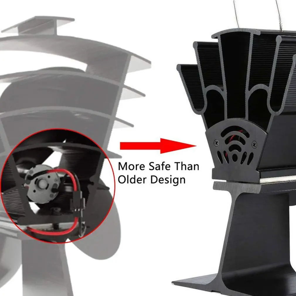 Heat Stove Fan Fireplace Fan Low Noise 4-blade Thermodynamic Stove Fan For  Wood Log Burner Fireplace
