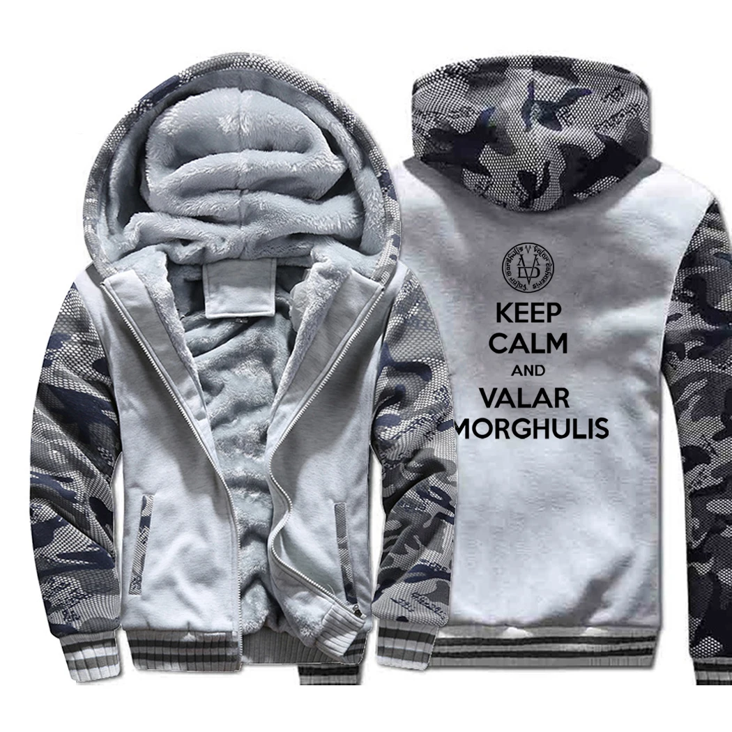 Игра престолов Keep Calm and Valar Morghulis камуфляжные толстовки Новая мужская зимняя теплая куртка флисовая толстовка камуфляжная верхняя одежда