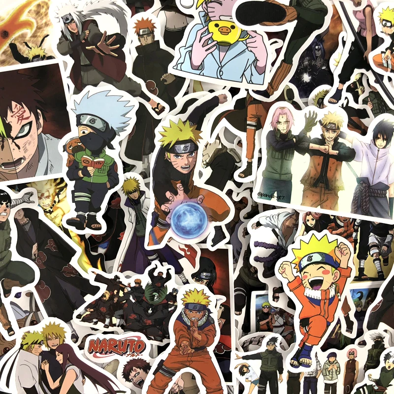 

49PCS/set Waterproof Japan Anime Naruto Sticker For Laptop Car Trunk Skateboard Guitar Fridge Backpack Decal Toy Stickers