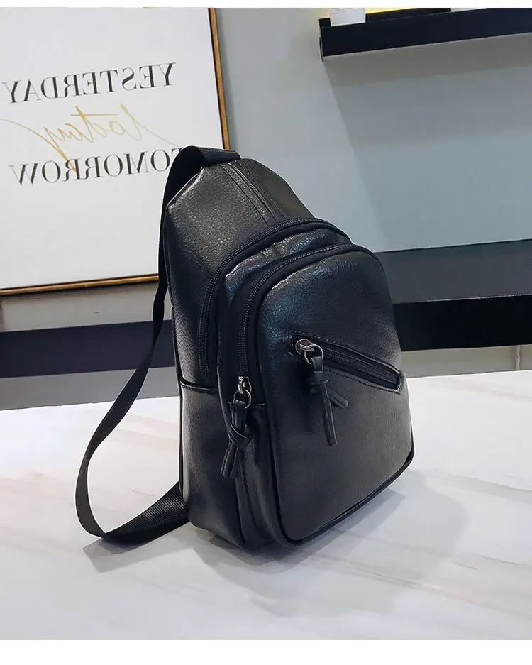 Special Offer New Style Korean-style Casual Travel PU Leather Shoulder Cross-body Backpack Fashion Men Shoulder Chest Pack