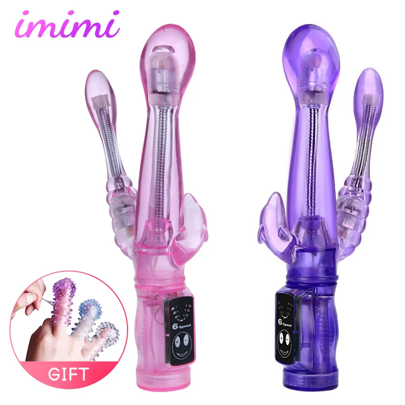 Rabbit Vibrator Female Bendable Vibrating Dildo G-spot Clitoral Anal 3 Areas Stimulation Penis Massager Erotic Sex Toy for Woman