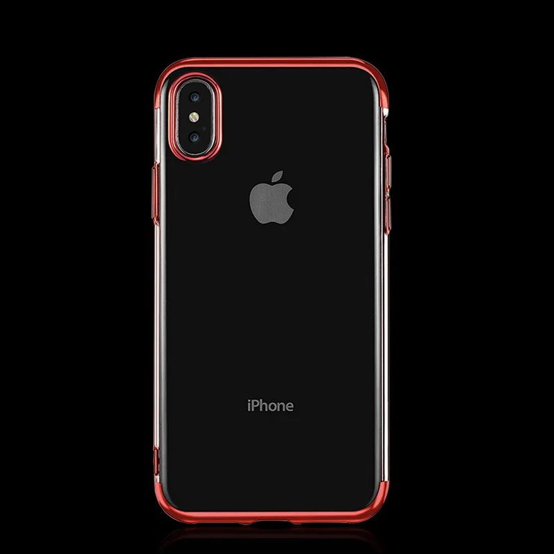 Роскошный силиконовый прозрачный чехол для iPhone X 6 6S Plus Мягкий из ТПУ Рамка задняя
