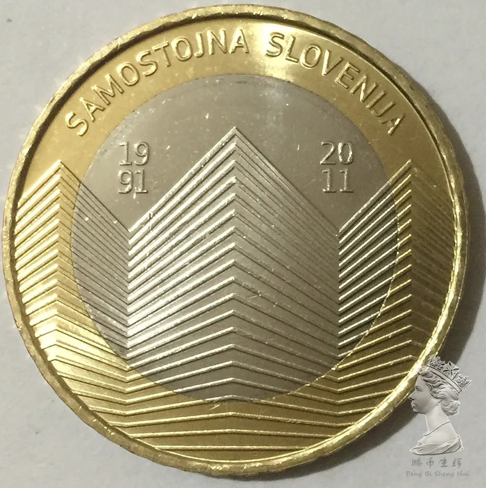 Памятные монеты Словения на 3 доллара юбилейное издание о независимости 20