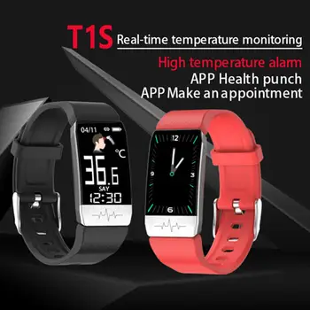 

T1S Smart Bracelet Real-time Temperature Heart Fitness Tracker Blood Pressure Waterproof Control Multi-sport mode Smart Band