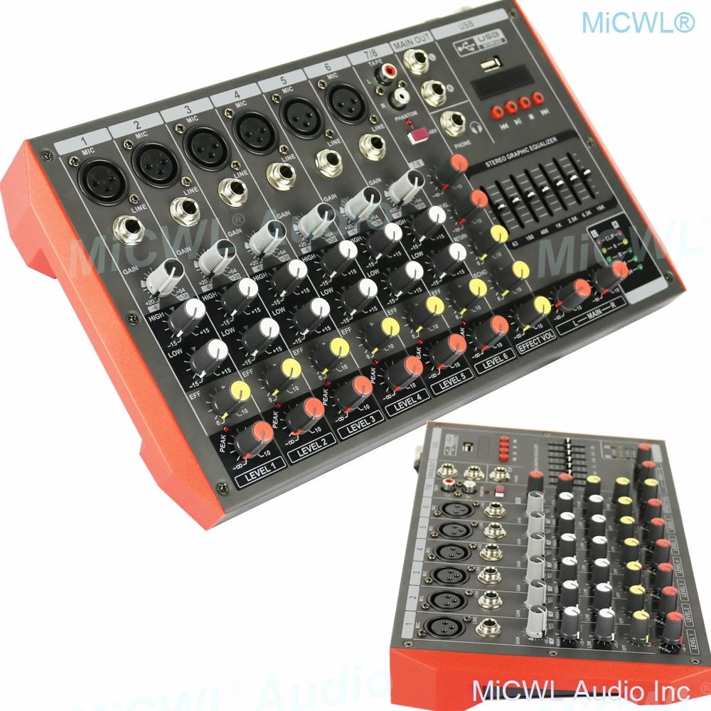 

Portable MG8 Bluetooth Audio Mixer Sound Mixing Console 8 Channel Karaoke Music DJ Live Mixer USB MP3 7-Band EQualizer