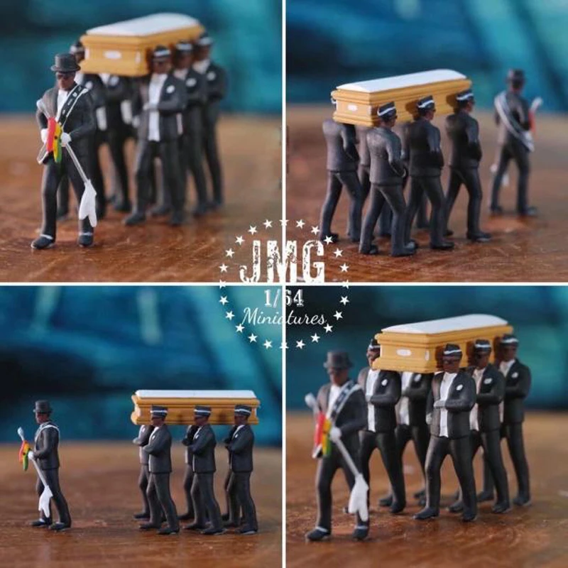 

Cosplay Ghana Dancing Pallbearers negros ataud Coffin Dance Figure Action Funeral Dancing Team Display Funny Accessories