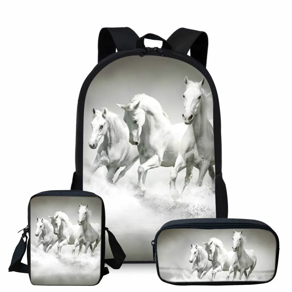 

3d Horse Print School Bags for Kids Boys School Backpacks Shoulder Bagpack Children Bookbag Satchel 3pcs/set
