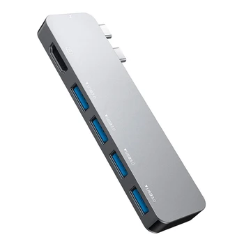 

4K HDMI Output USB C Hub Adapter Extender For MacBook Pro PC Accessories 4*USB +HDMI+PD Ports USB C Type Dual Hub Extender D30